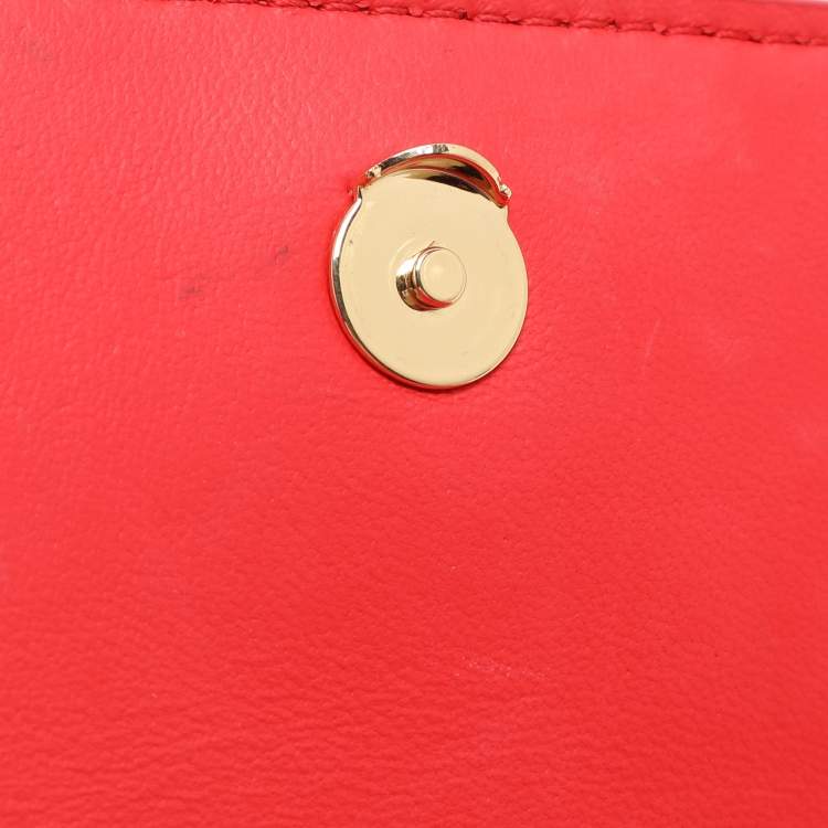 Pre Owned Tory Burch Red Leather Small Fleming Crossbody Bag