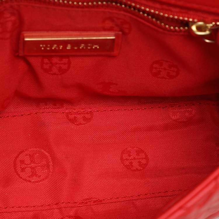 Pre Owned Tory Burch Red Leather Small Fleming Crossbody Bag