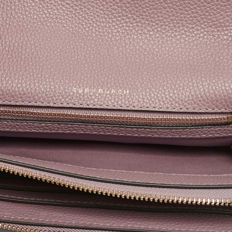 Pre Owned Tory Burch Pink Leather Mcgraw Wallet On Strap