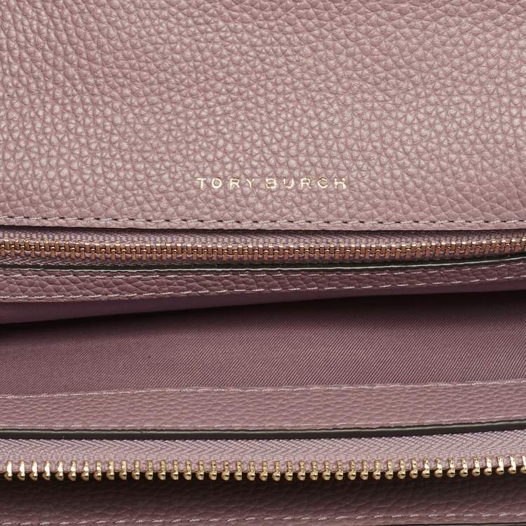 Pre Owned Tory Burch Pink Leather Mcgraw Wallet On Strap