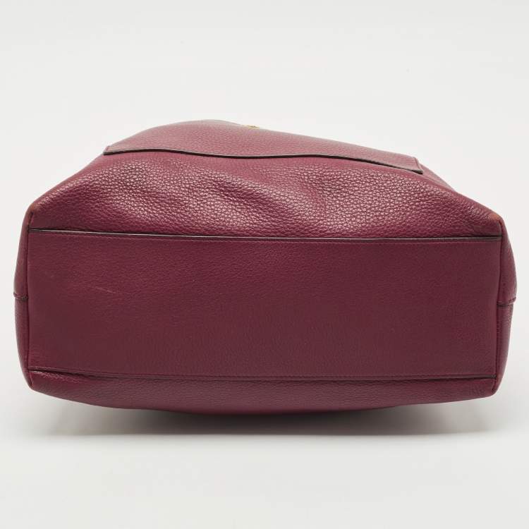 Pre Owned Tory Burch Burgundy Leather Chelsea Chain Hobo