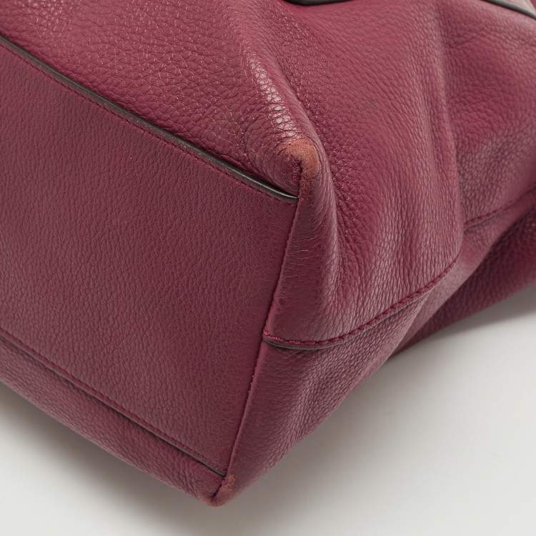 Pre Owned Tory Burch Burgundy Leather Chelsea Chain Hobo