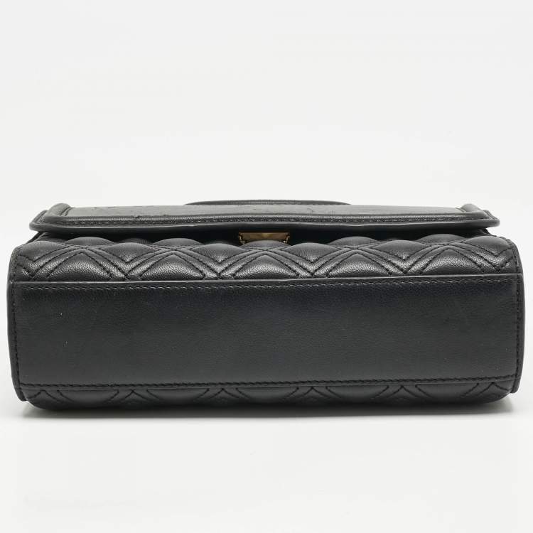 Pre Owned Tory Burch Black Leather Small Fleming Shoulder Bag