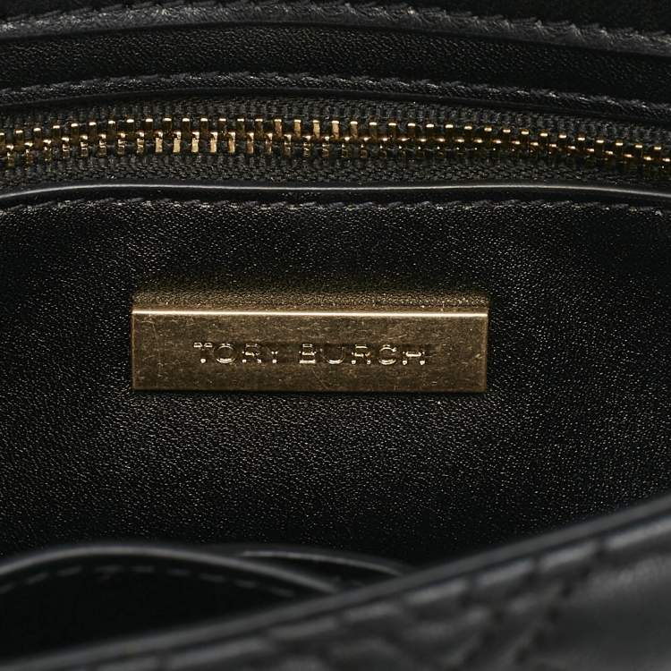 Pre Owned Tory Burch Black Leather Small Fleming Shoulder Bag