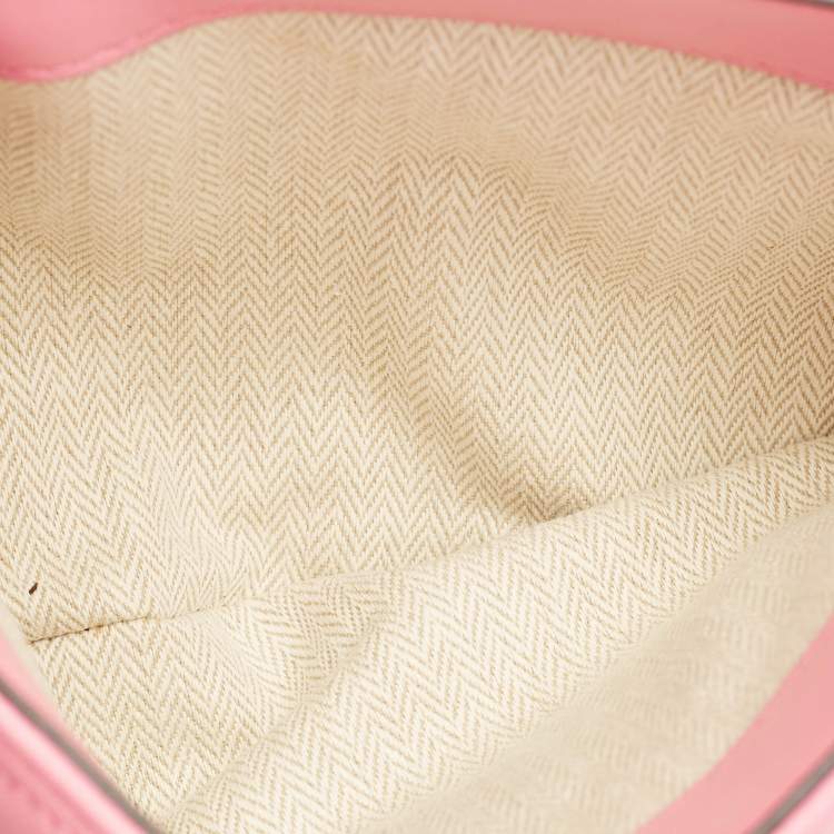 Pre Owned Tory Burch Pink Chevron Leather Kira Top Handle Bag
