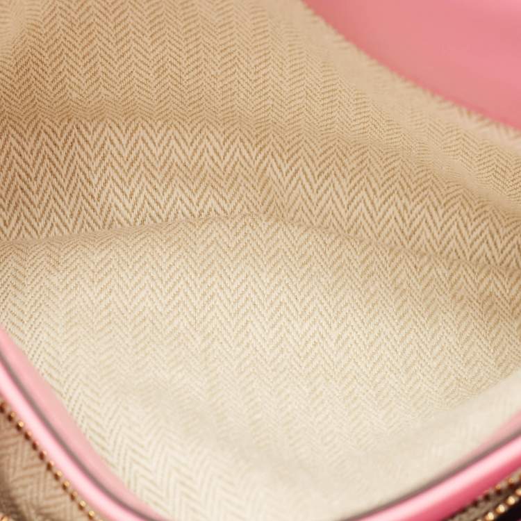 Pre Owned Tory Burch Pink Chevron Leather Kira Top Handle Bag