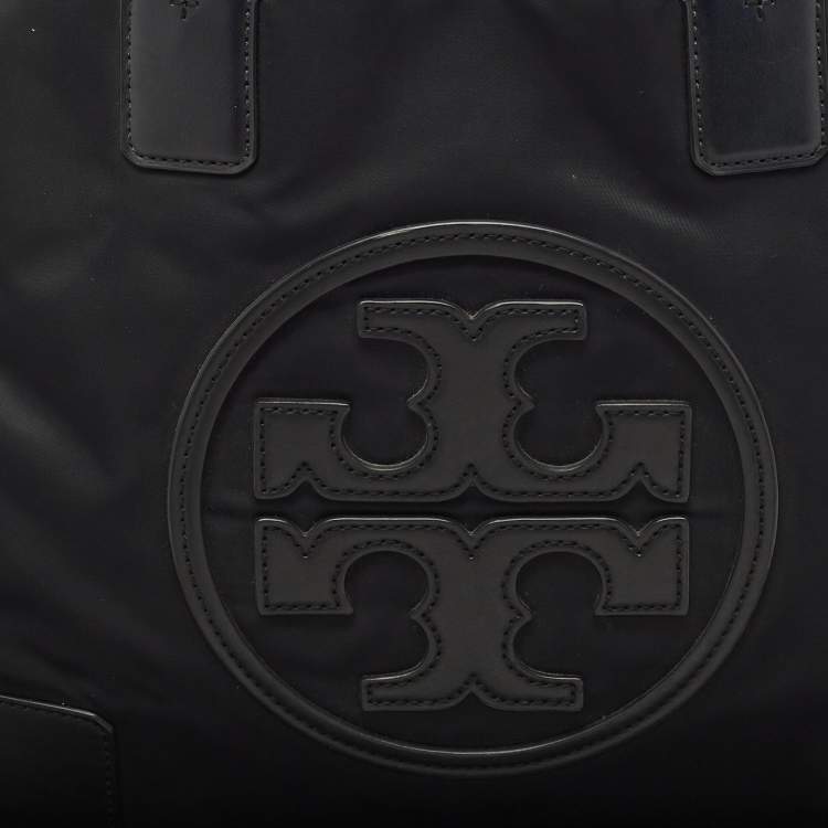 Pre Owned Tory Burch Black Nylon and Faux Leather Medium Ella Tote