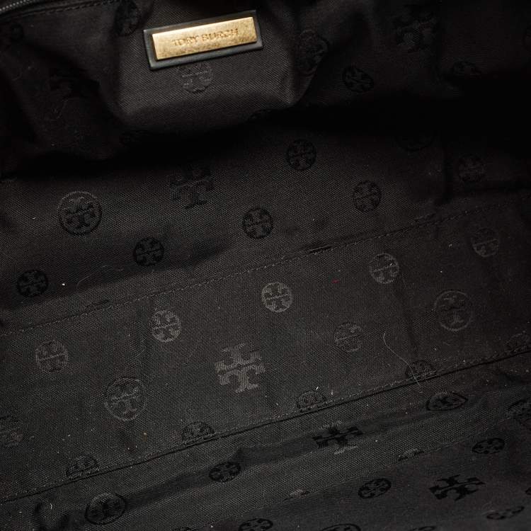 Pre Owned Tory Burch Black Nylon and Faux Leather Medium Ella Tote