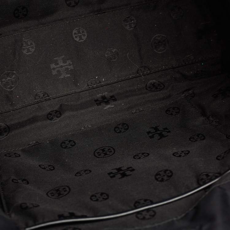Pre Owned Tory Burch Black Nylon and Faux Leather Medium Ella Tote