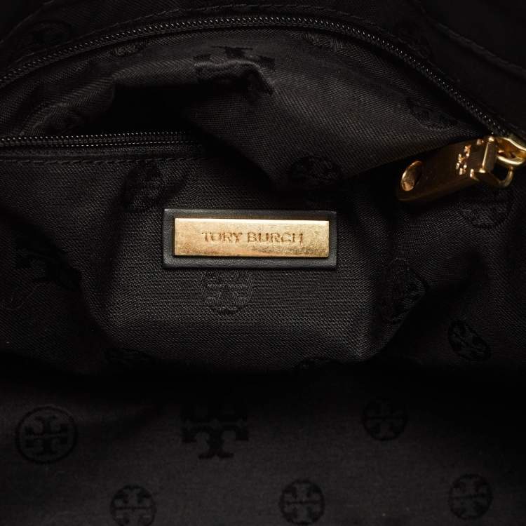 Pre Owned Tory Burch Black Nylon and Faux Leather Medium Ella Tote