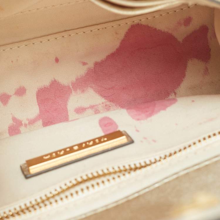 Pre Owned Tory Burch Pale Gold Leather Small Fleming Shoulder Bag