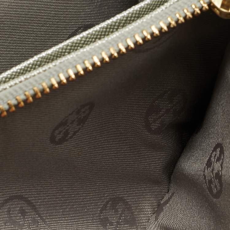 Pre Owned Tory Burch Silver Leather Robinson Wallet On Chain