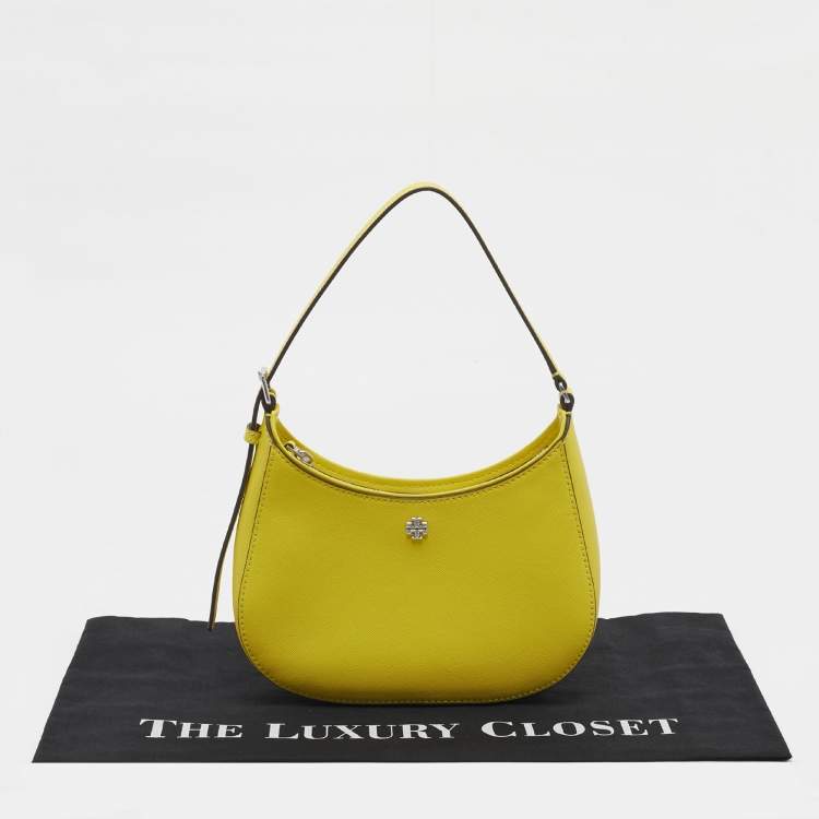 Pre Owned Tory Burch Yellow Leather Emerson Zip Shoulder Bag