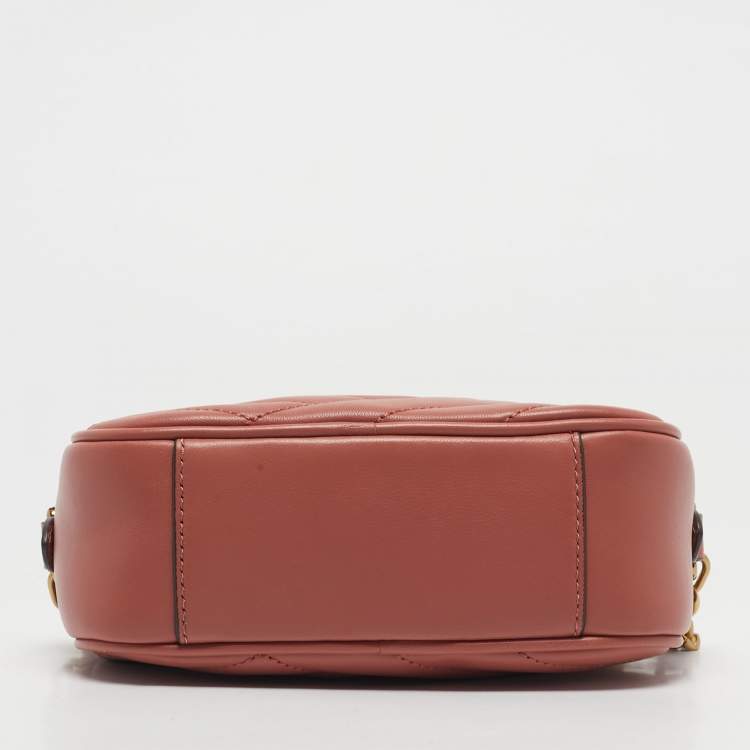Pre Owned Tory Burch Coral Pink Leather Kira Camera Crossbody Bag