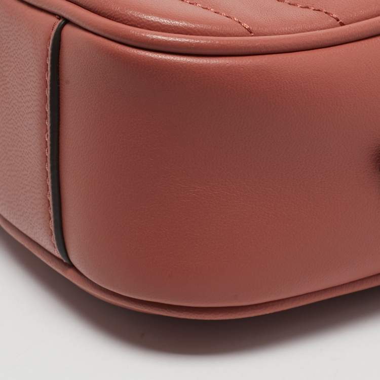Pre Owned Tory Burch Coral Pink Leather Kira Camera Crossbody Bag