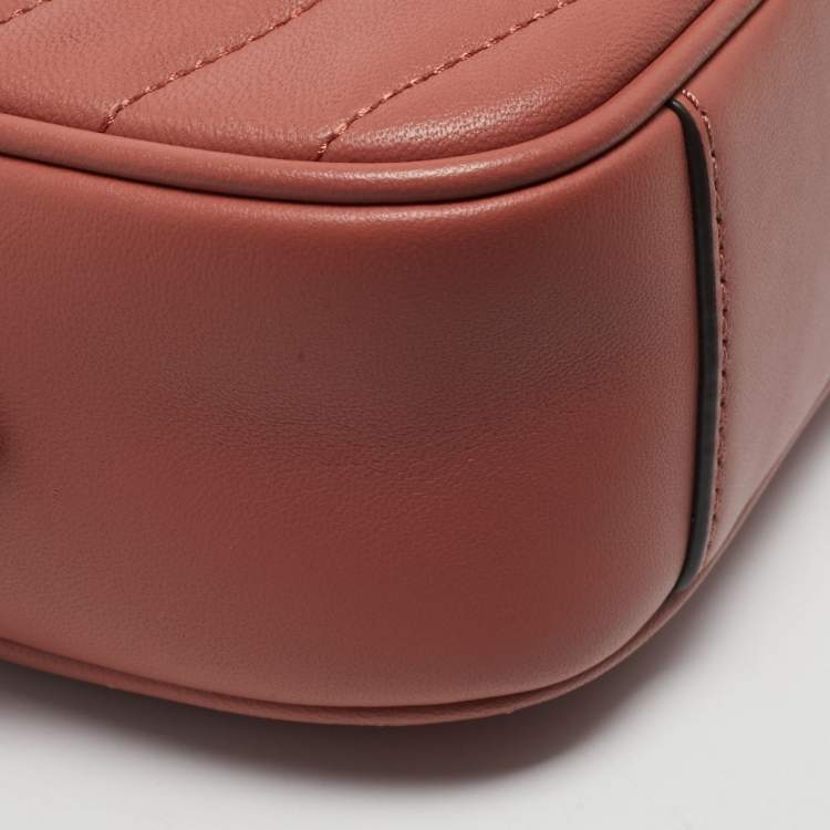 Pre Owned Tory Burch Coral Pink Leather Kira Camera Crossbody Bag