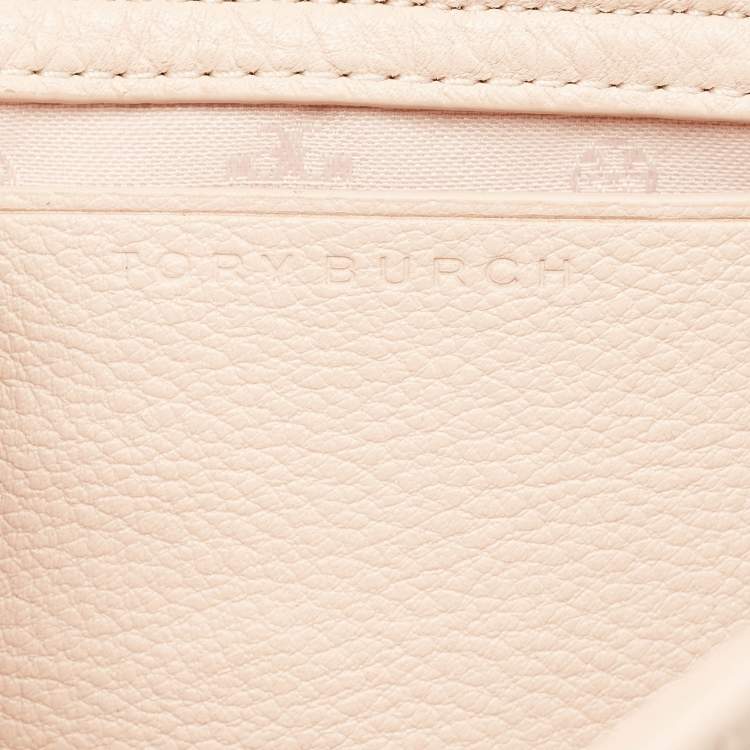 Pre Owned Tory Burch Peach/Gold Leather Duet Chain Shoulder Bag