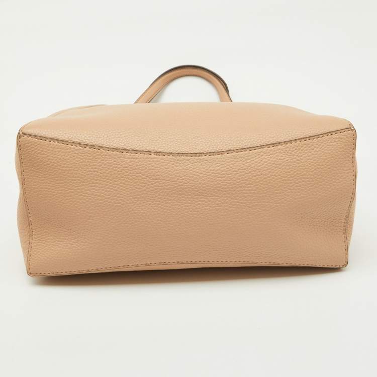 Pre Owned Tory Burch Sand Beige Leather McGraw Carryall Shoulder Bag