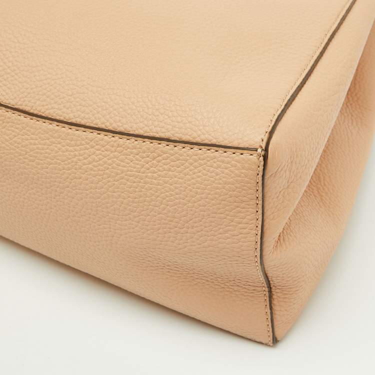 Pre Owned Tory Burch Sand Beige Leather McGraw Carryall Shoulder Bag