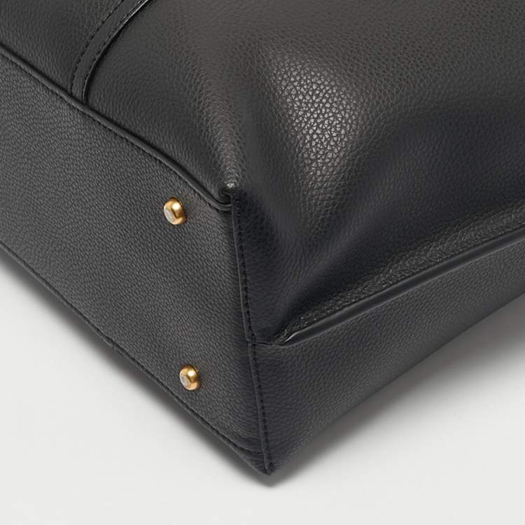 Pre Owned Tory Burch Black Leather Large Triple Compartment Perry Tote