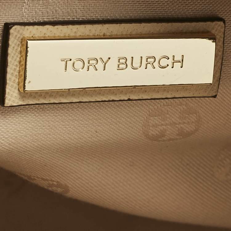 Pre Owned Tory Burch Two Tone Beige Leather Robinson Dome Satchel