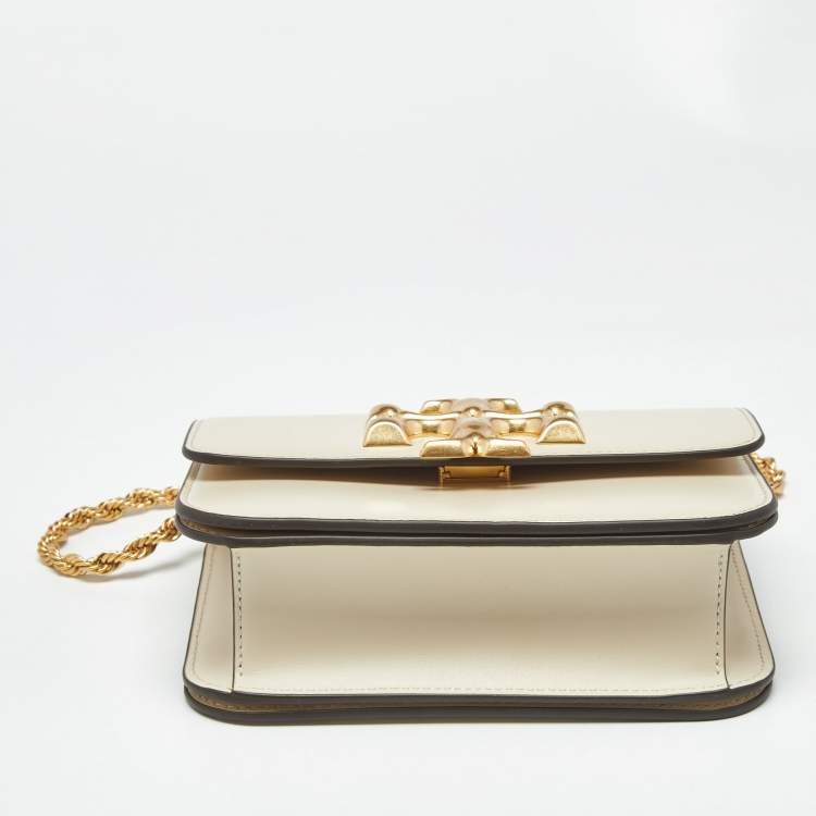 Pre Owned Tory Burch Light Beige Leather Small Eleanor Shoulder Bag