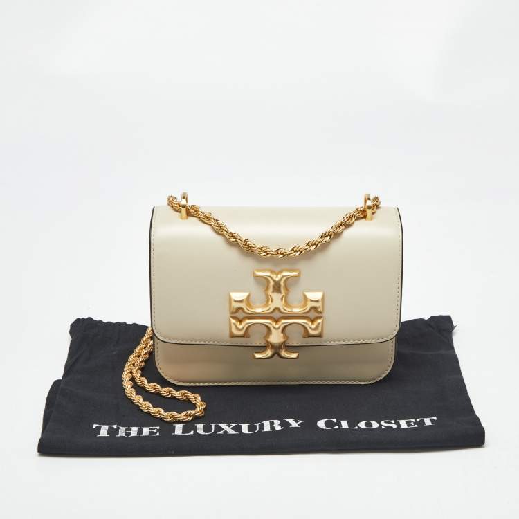 Pre Owned Tory Burch Light Beige Leather Small Eleanor Shoulder Bag