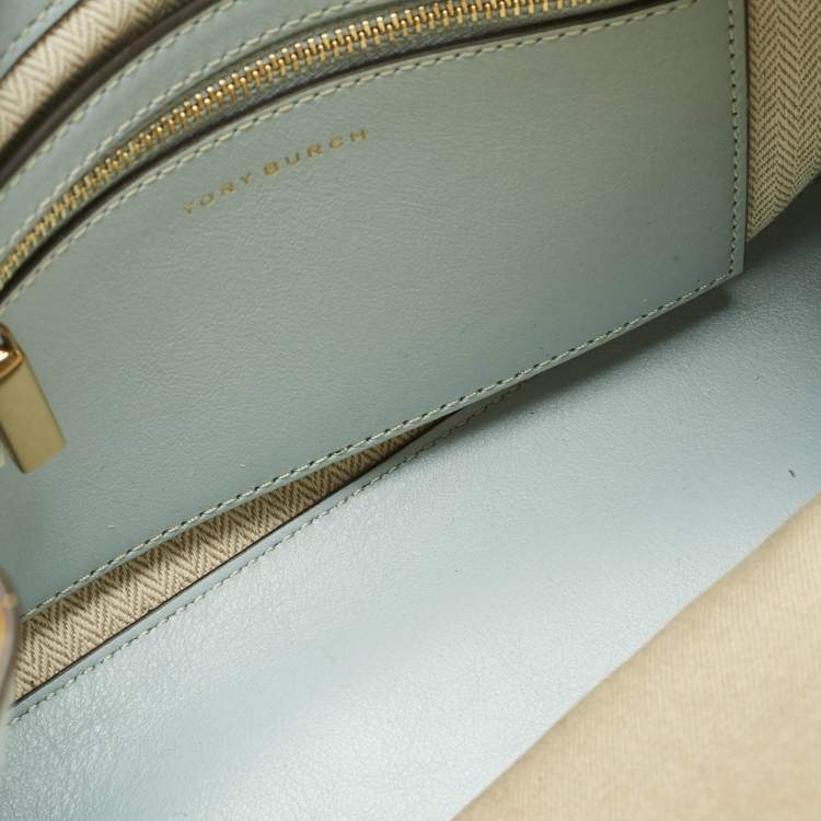 Pre Owned Tory Burch Multicolor Leather and Suede Small Whipstitch Lee Radziwill Top Hande Bag
