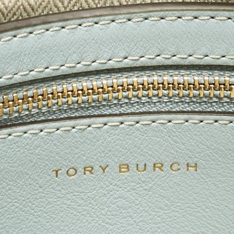Pre Owned Tory Burch Multicolor Leather and Suede Small Whipstitch Lee Radziwill Top Hande Bag