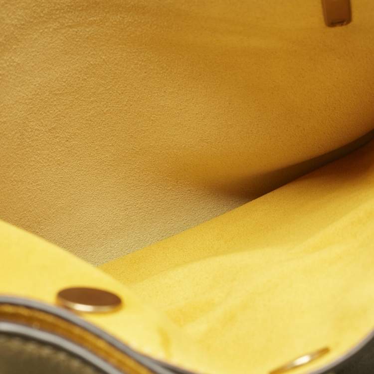 Pre Owned Tory Burch Multicolor Leather and Suede Small Whipstitch Lee Radziwill Top Hande Bag