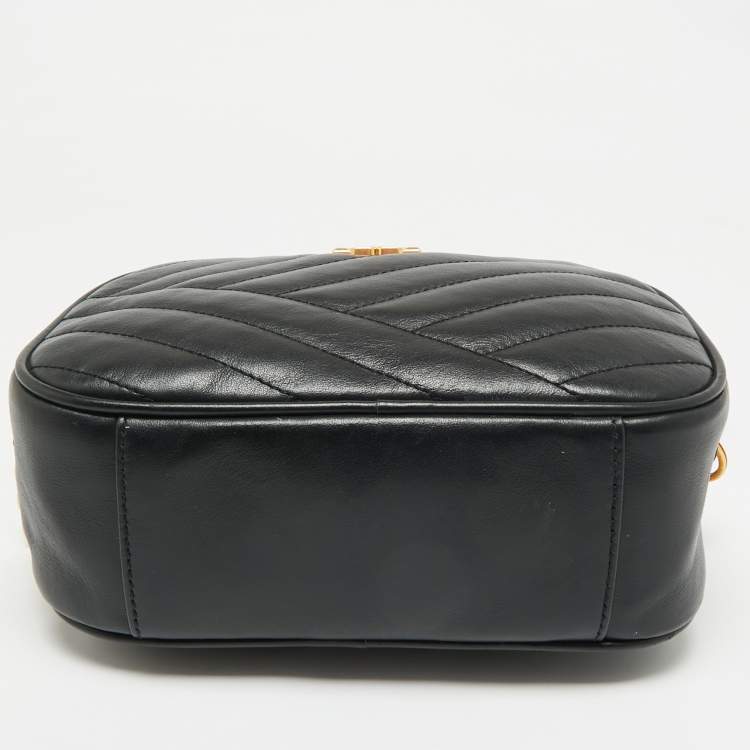 Pre Owned Tory Burch Black Quilted Leather Kira Camera Shoulder Bag
