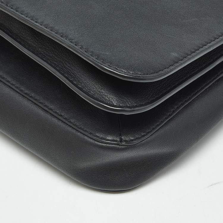 Pre Owned Tory Burch Black Leather Flap Chain Shoulder Bag