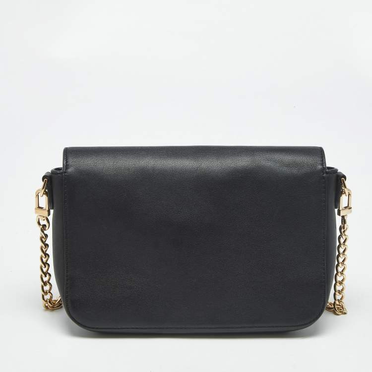 Pre Owned Tory Burch Black Leather Flap Chain Shoulder Bag