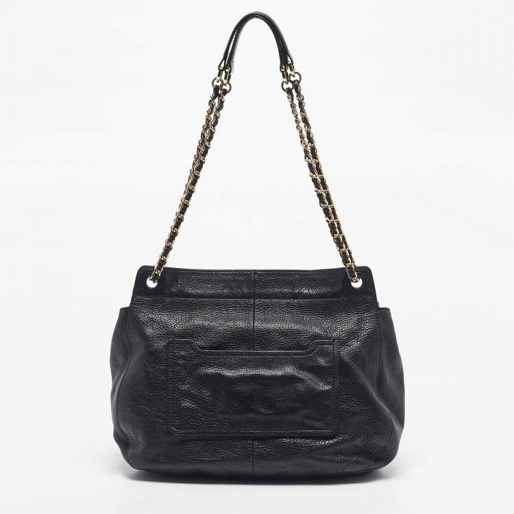 Pre Owned Tory Burch Black Leather Chelsea Flap Shoulder Bag