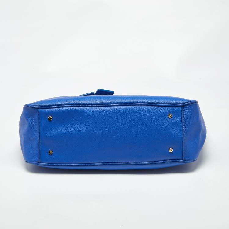 Pre Owned Tory Burch Blue Leather Roslyn Tote