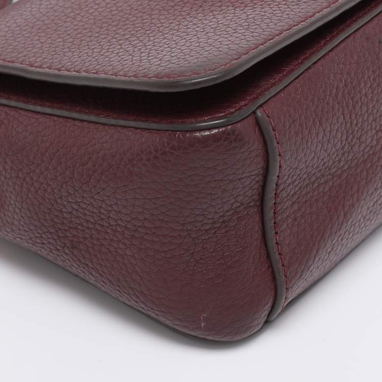 Pre Owned Tory Burch Burgundy Leather Thea Fap Crossbody Bag