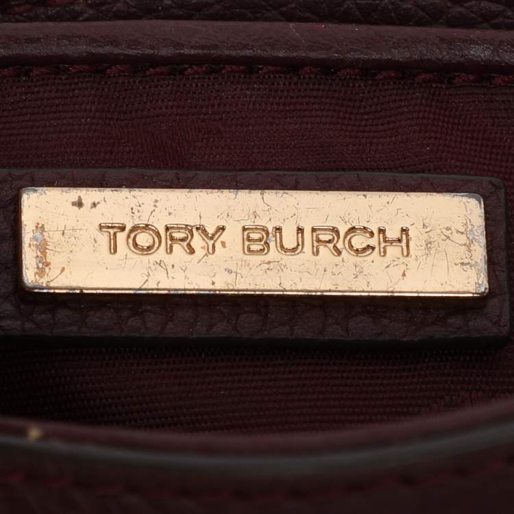 Pre Owned Tory Burch Burgundy Leather Thea Fap Crossbody Bag
