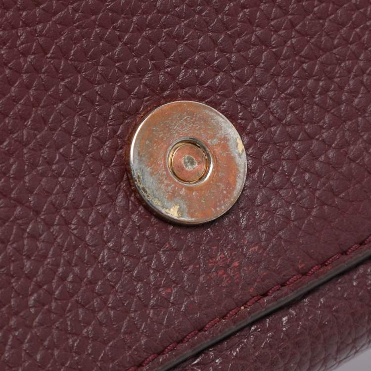 Pre Owned Tory Burch Burgundy Leather Thea Fap Crossbody Bag