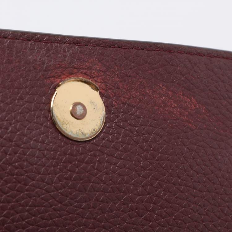 Pre Owned Tory Burch Burgundy Leather Thea Fap Crossbody Bag