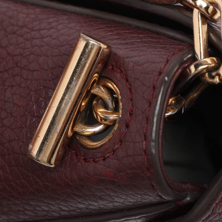Pre Owned Tory Burch Burgundy Leather Thea Fap Crossbody Bag
