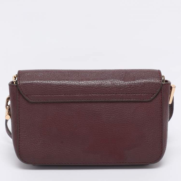 Pre Owned Tory Burch Burgundy Leather Thea Fap Crossbody Bag