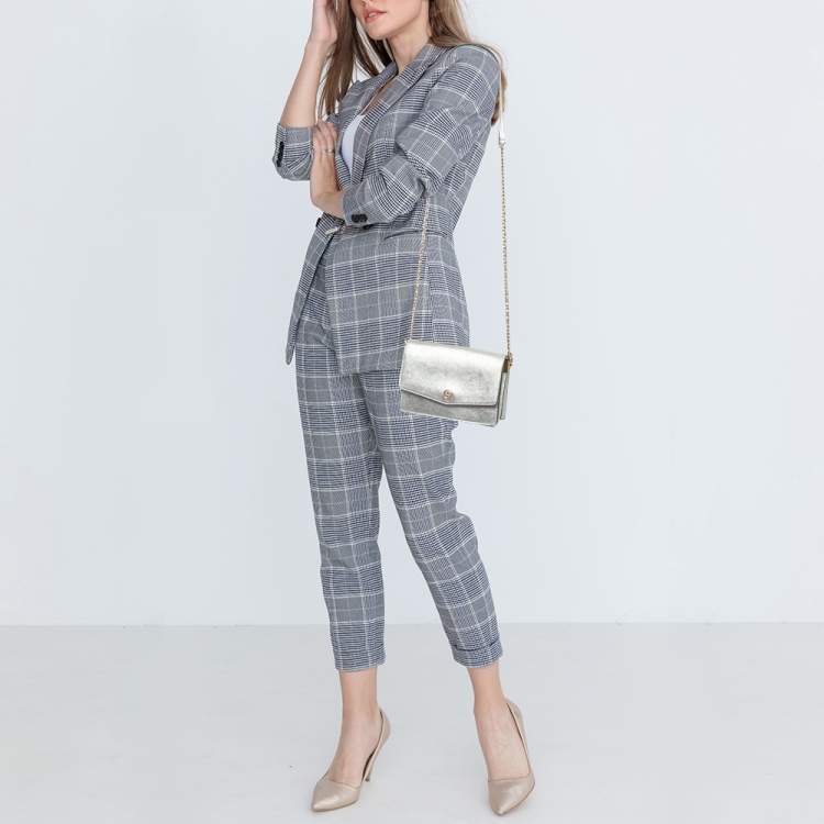 Pre Owned Tory Burch Silver Saffiano Leather Robinson Flap Shoulder Bag