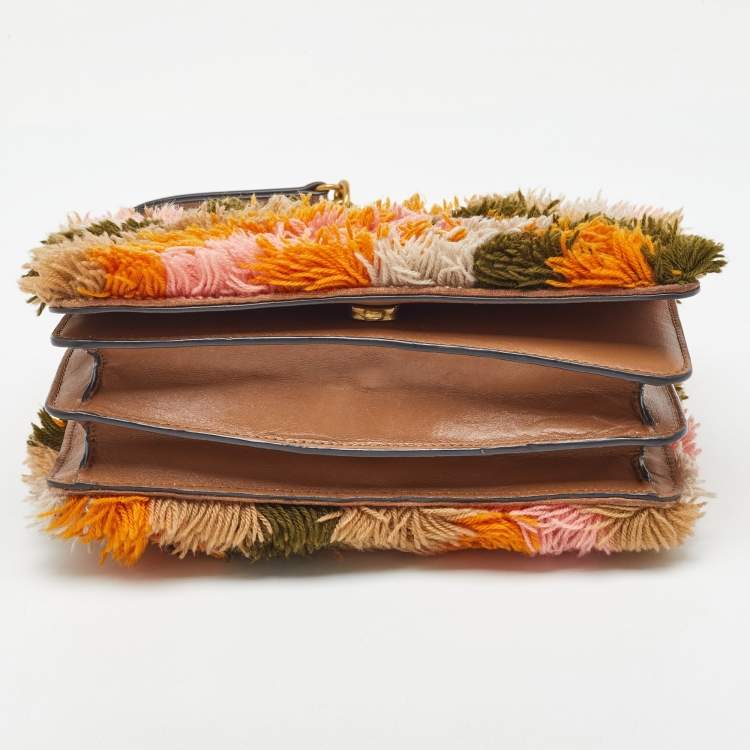 Pre Owned Tory Burch Multicolor Fabric and Leather Sadie Rug Shoulder Bag