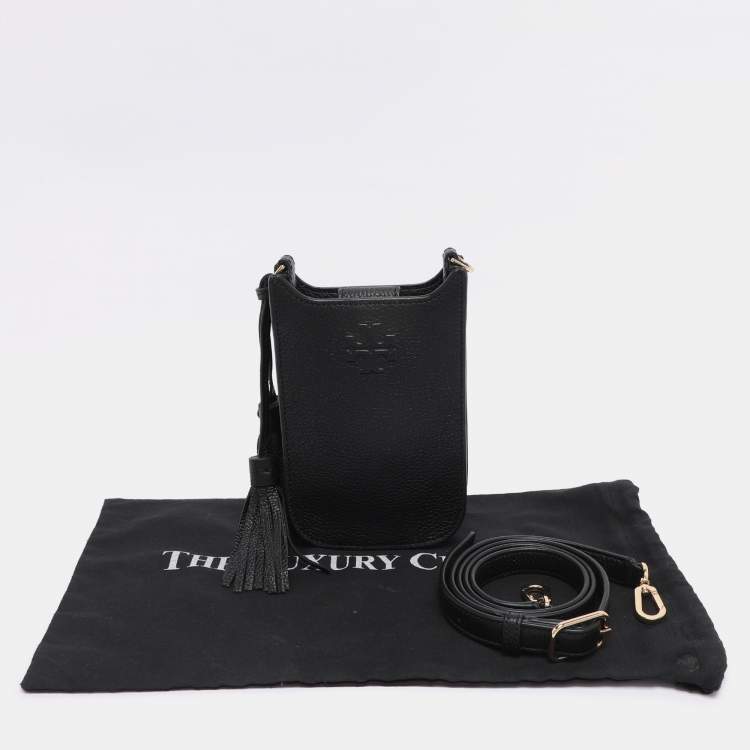 مملوكة مسبقًا Tory Burch Black Leather Thea Cellphone Crossbody Bag