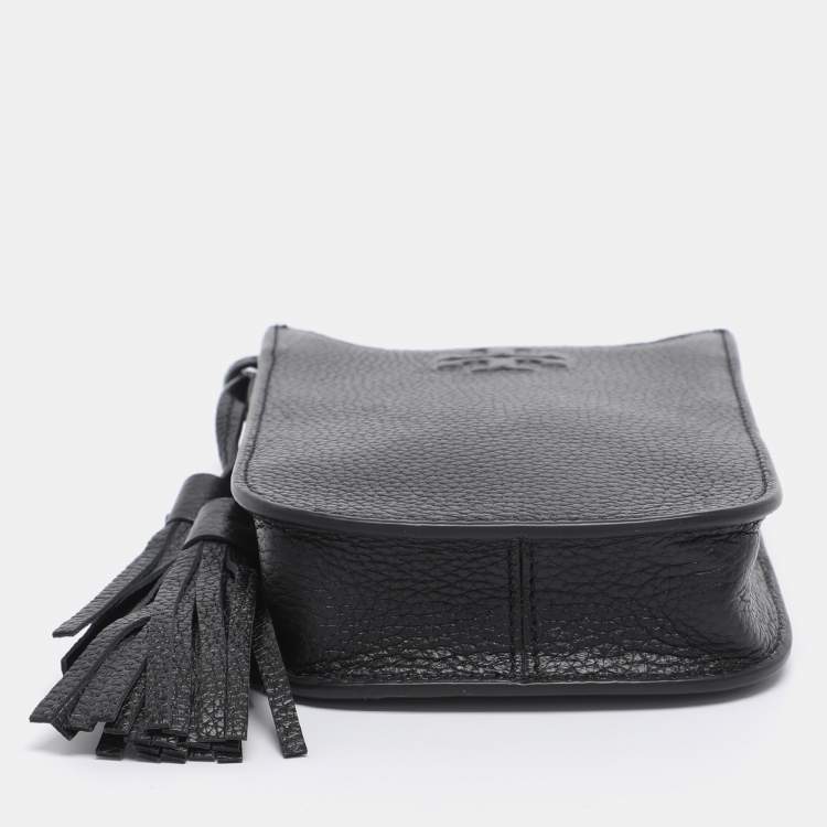 مملوكة مسبقًا Tory Burch Black Leather Thea Cellphone Crossbody Bag