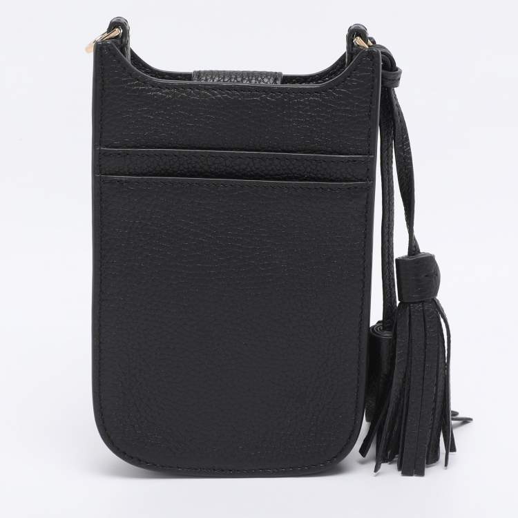 مملوكة مسبقًا Tory Burch Black Leather Thea Cellphone Crossbody Bag