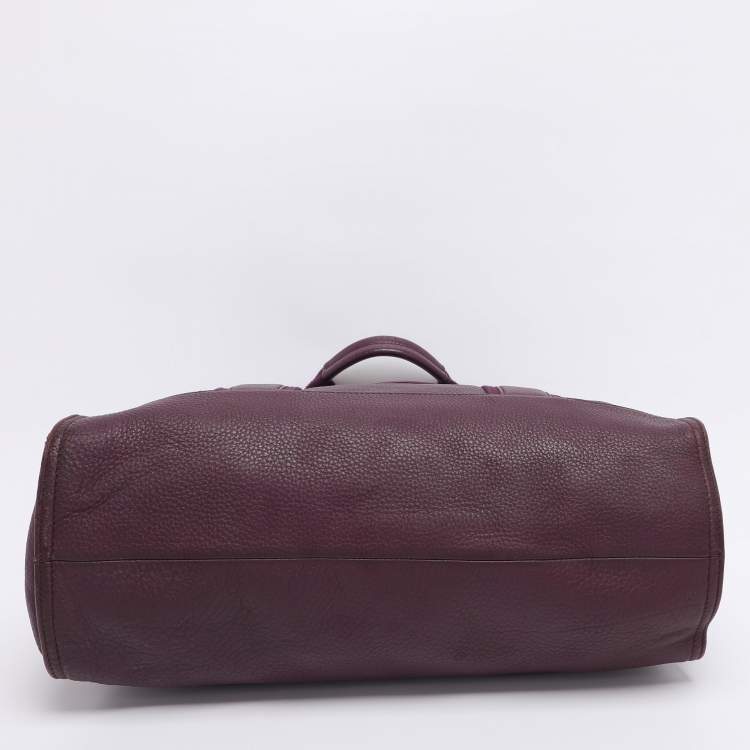 Pre Owned Tory Burch Purple Leather Tote
