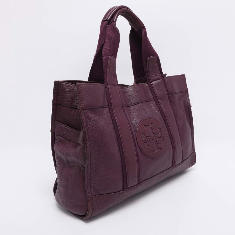 Pre Owned Tory Burch Purple Leather Tote