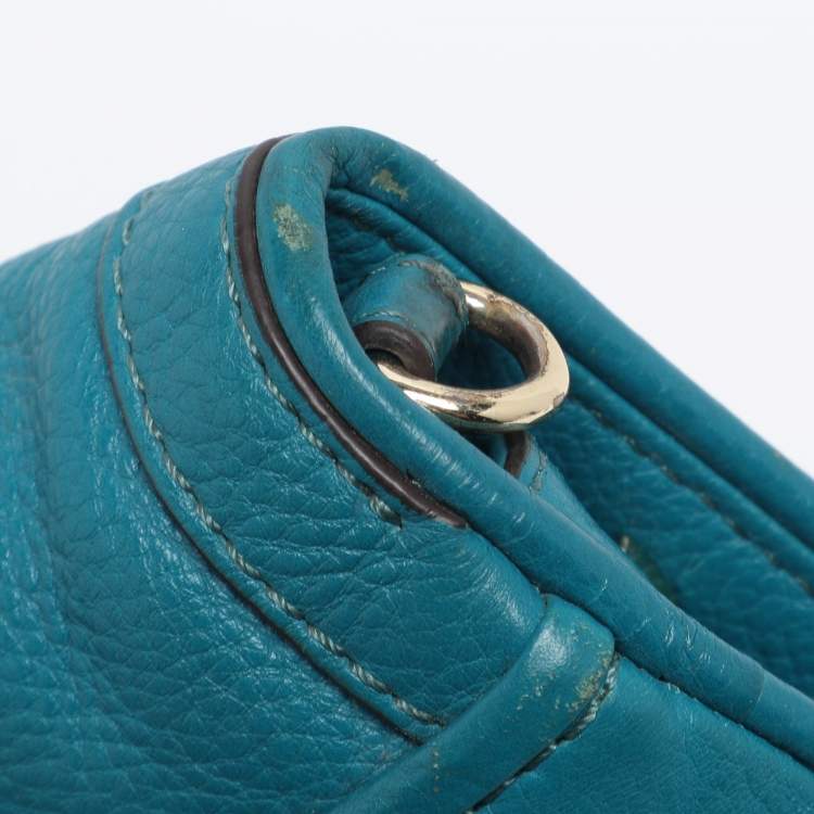 Pre Owned Tory Burch Teal Green Leather Amanda Crossbody Bag