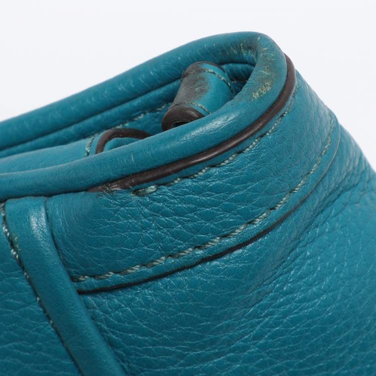 Pre Owned Tory Burch Teal Green Leather Amanda Crossbody Bag
